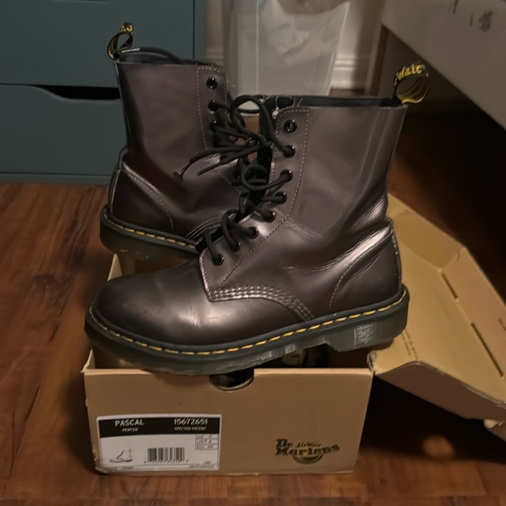 Dr. Marten pascal pewter chrome gun metal boots